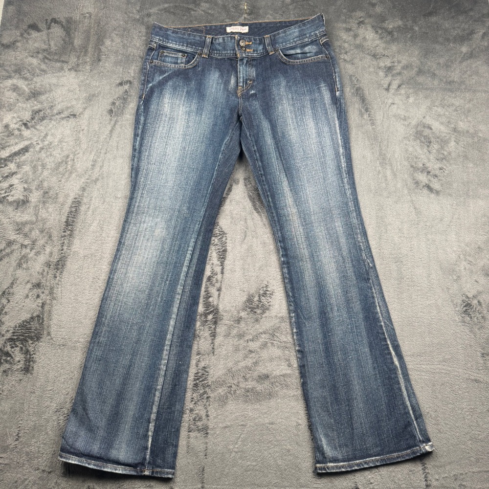 Tommy Jeans Womens 11R Dark Wash Whiskered Bootcut Jeans Double Button Y2K